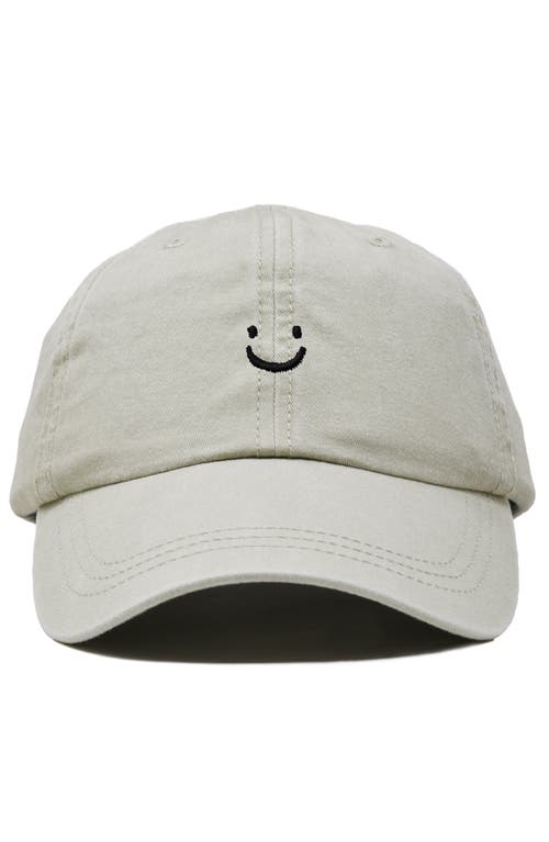 Dalix Lil Smile Embroidered Casual Hat In Washed Stone White