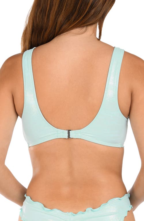 Citrus Iridescent Merrow Bralette Bikini Top In Blue