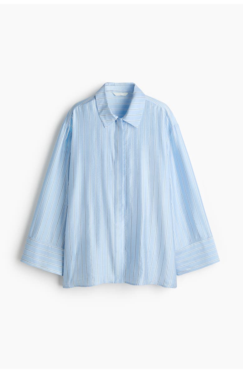 H&M Oversized Shirt, Main, color, Light Blue/Striped