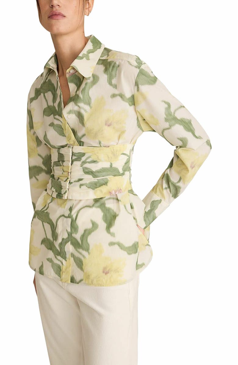 Rebecca Taylor Nouveau Fleur Bustier Button Down, Alternate, color, Snow Combo