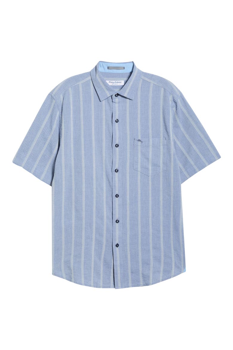 Nova Wave Short Sleeve Seersucker Button-Up Shirt, Alternate, color, DOCKSIDE BLUE