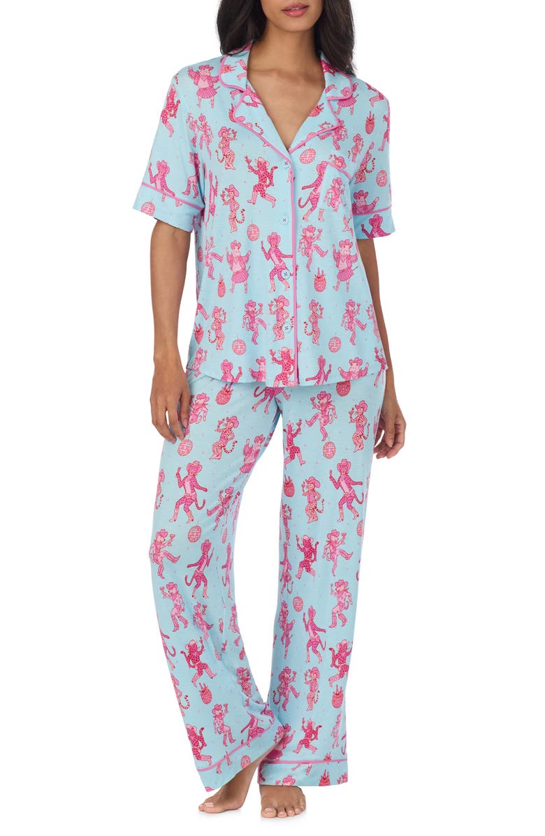 Room Service Pjs Print Long Pajamas, Main, color, Blue/ Pink