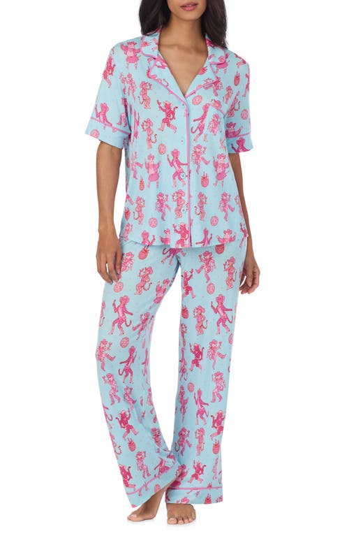 Room Service Pjs Print Long Pajamas In Blue