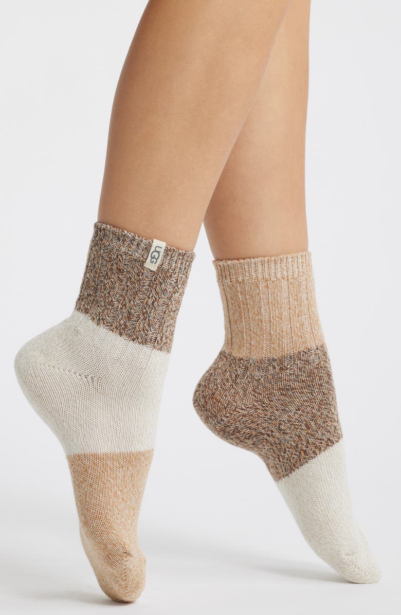 UGG<sup>®</sup> Jhene Mismatched Colorblock Quarter Socks, Main, color, Dense Smoke Multi