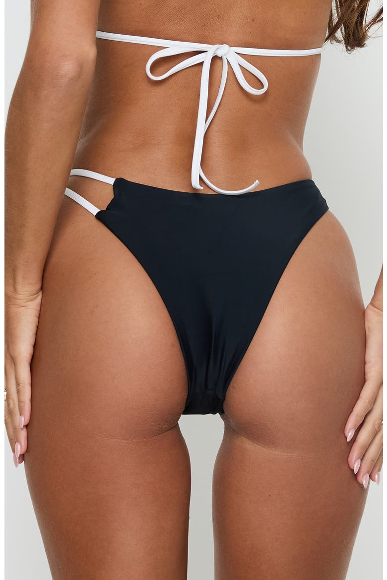 Stellie High Side Bikini Bottoms, Alternate, color, BLACK