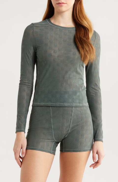 Taliah Mesh Long Sleeve Lounge T-Shirt