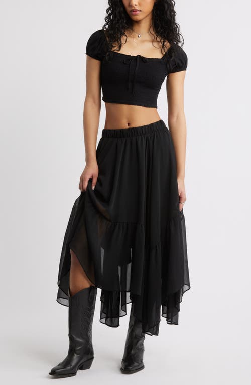 Bp. Boho Ruffle Trim Maxi Skirt In Black