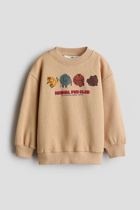 Brushed-inside Sweatshirt With Printed Motif