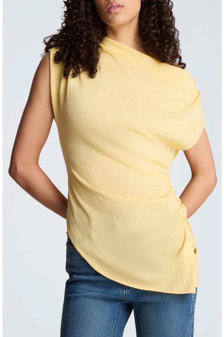 Asymmetric Hem One-Shoulder Sweater, Main, color, PASTEL YELLOW