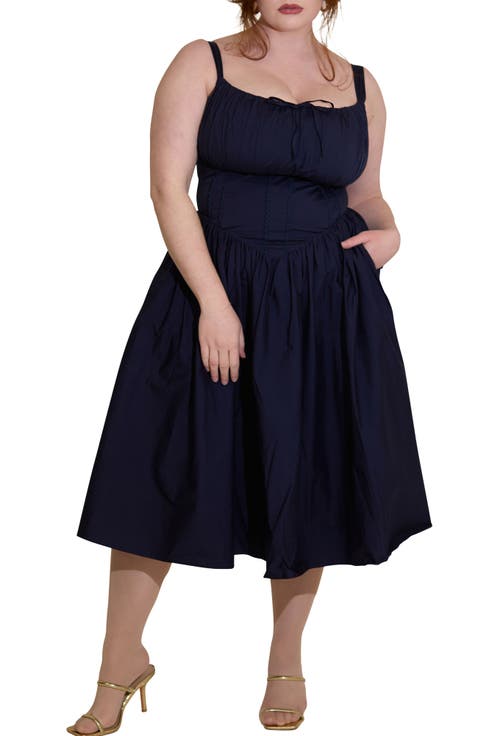Camille Fuller Bust Cotton Midi Corset Dress