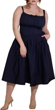 Taideux Camille Fuller Bust Cotton Midi Corset Dress