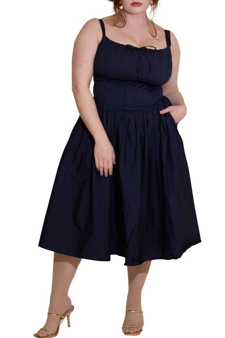 corset midi dress plus size Final Sale Plus Size Faux Leather Corset Waist Midi Dress in Black