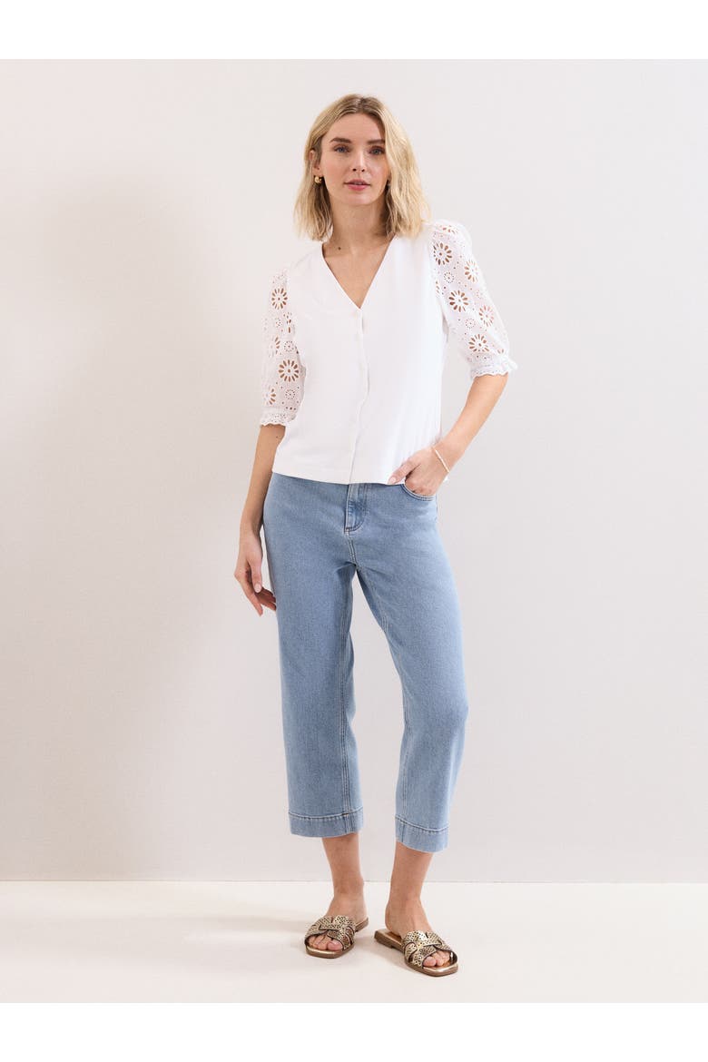 Eleanor Floral Eyelet Detail Top, Alternate, color, White
