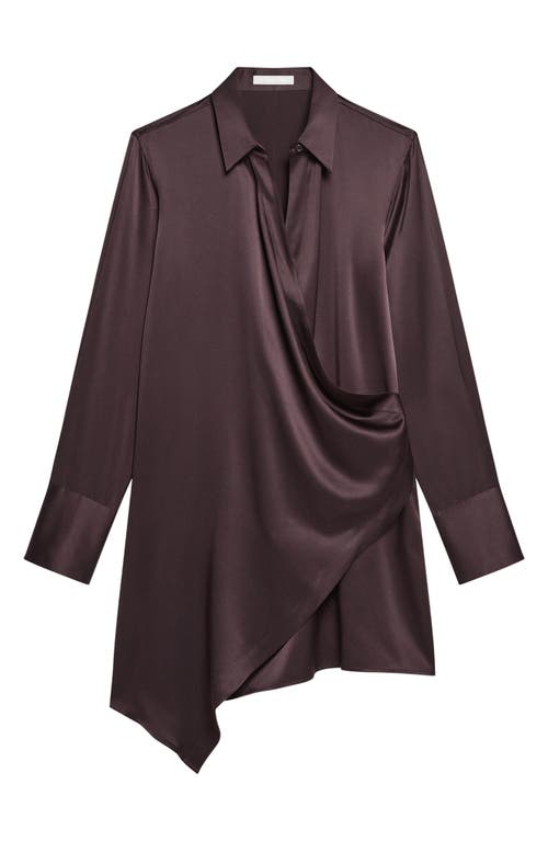 Helmut Lang Wrap Relax Silk Shirtdress In Brown