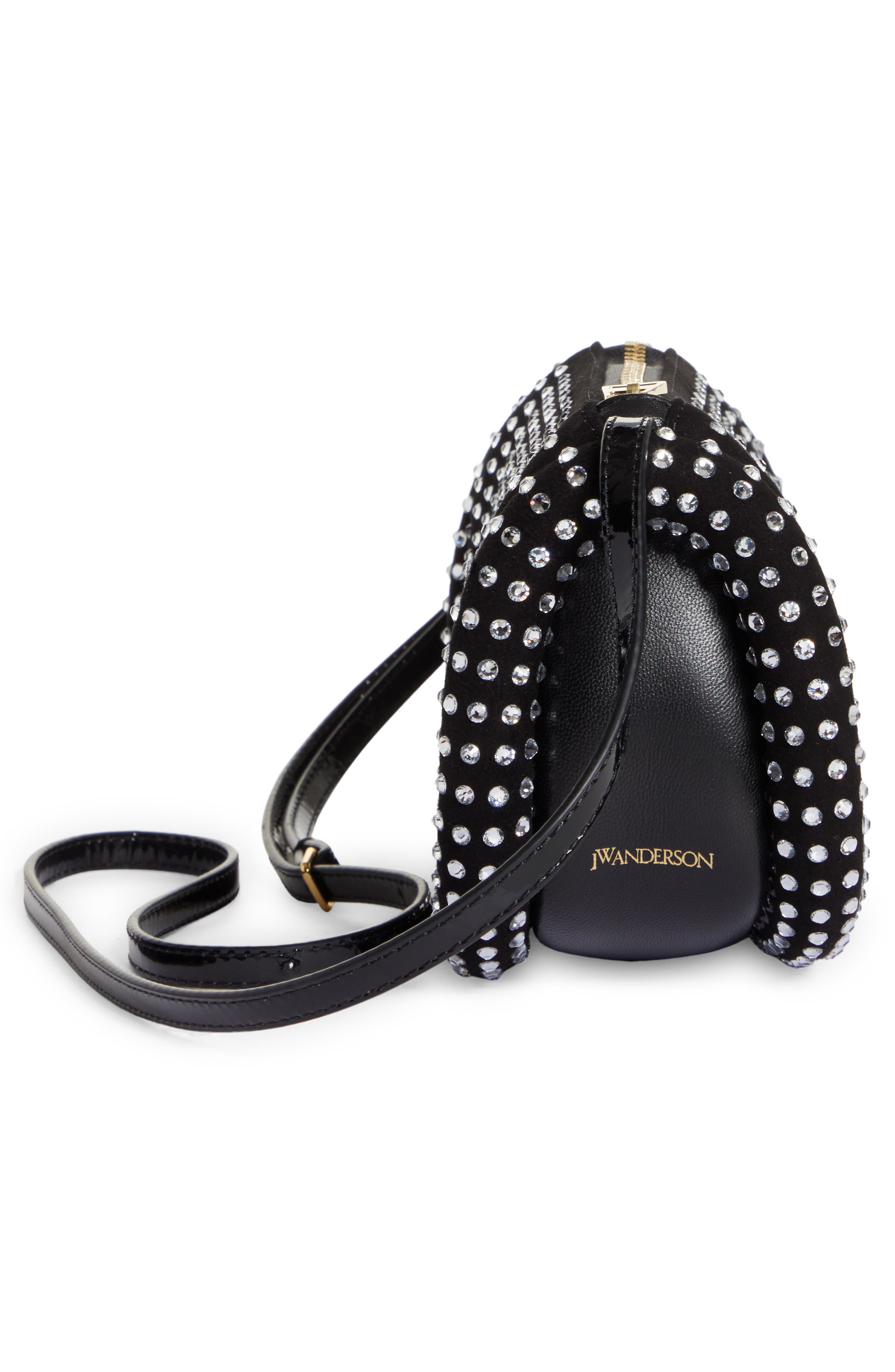 JW Anderson The Bumper Crystal Embellished Leather Shoulder Bag, Alternate, color, 