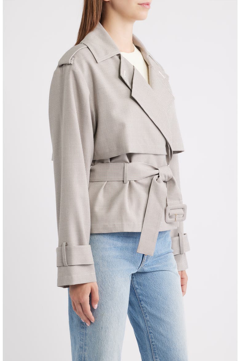 Houndstooth Short Trench Jacket, Alternate, color, BEIGE