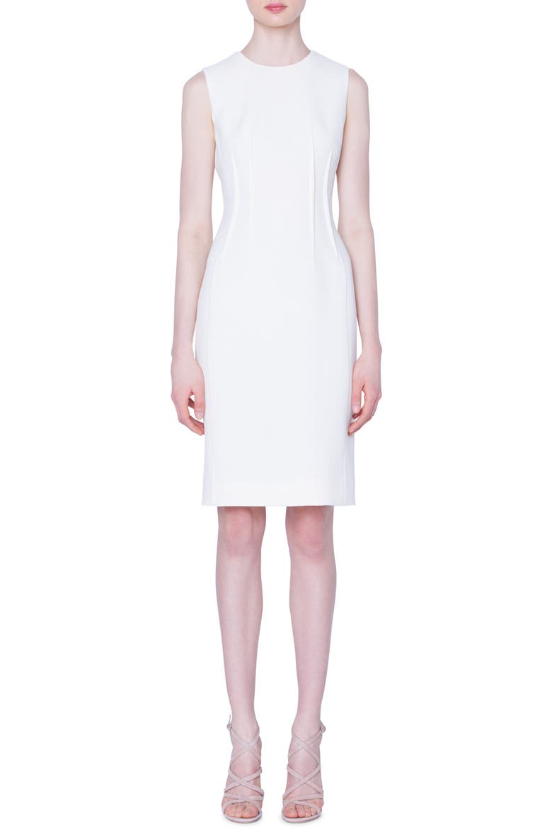 Double Face Wool Crepe Sheath Dress, Main, color, SWAN