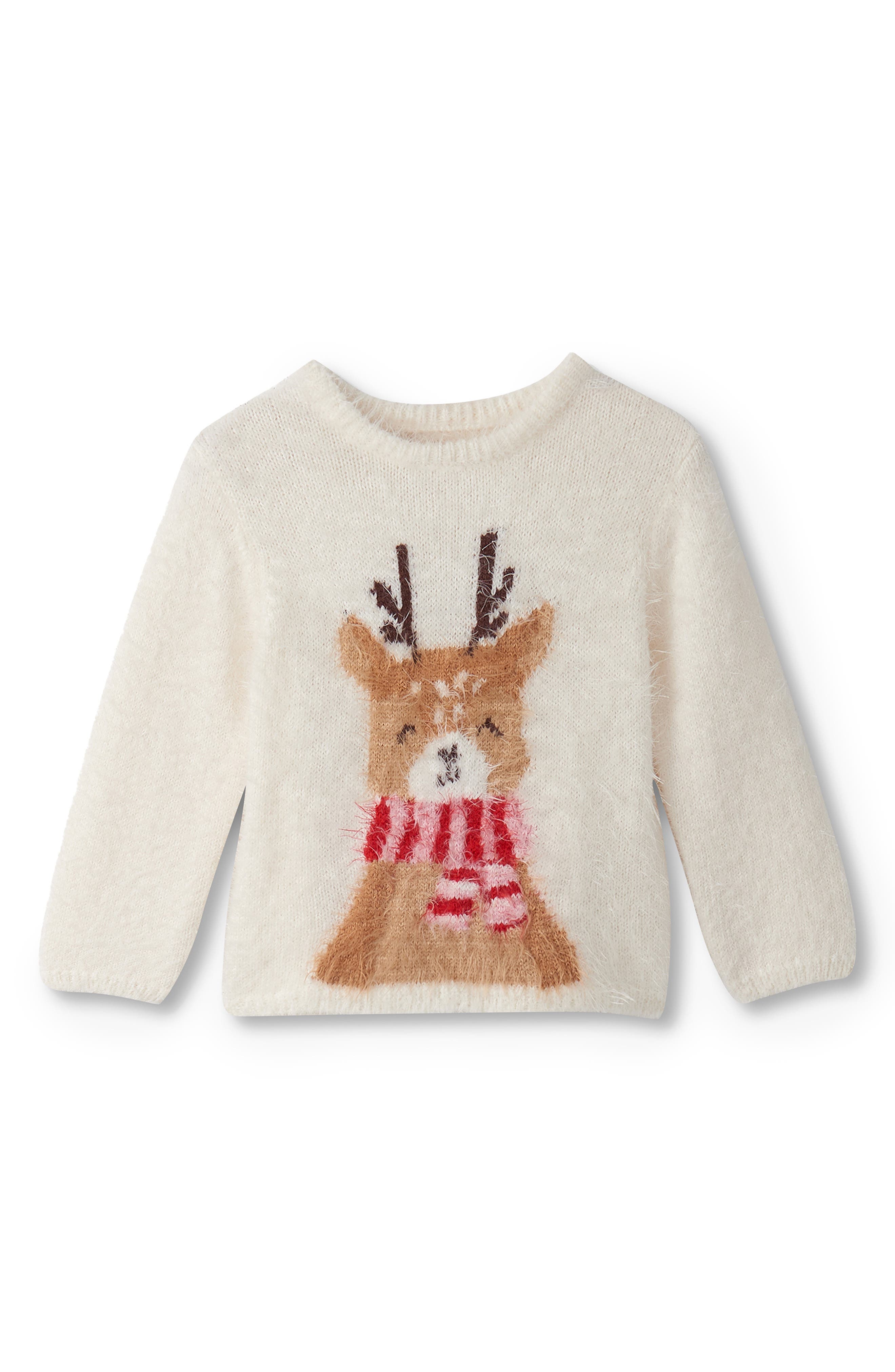 Hatley Furry Reindeer Sweater in Natural 