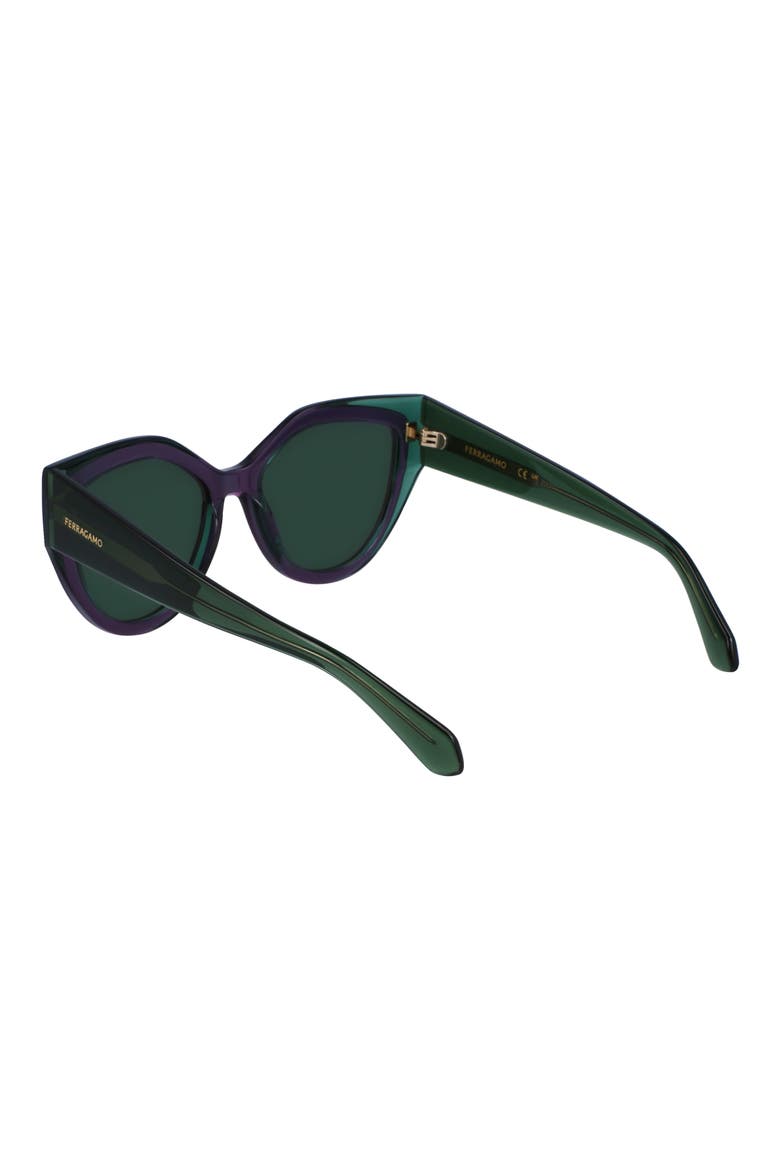 Classic Logo 53mm Cat Eye Sunglasses, Alternate, color, TRNSPRNT GRN/VIOLET