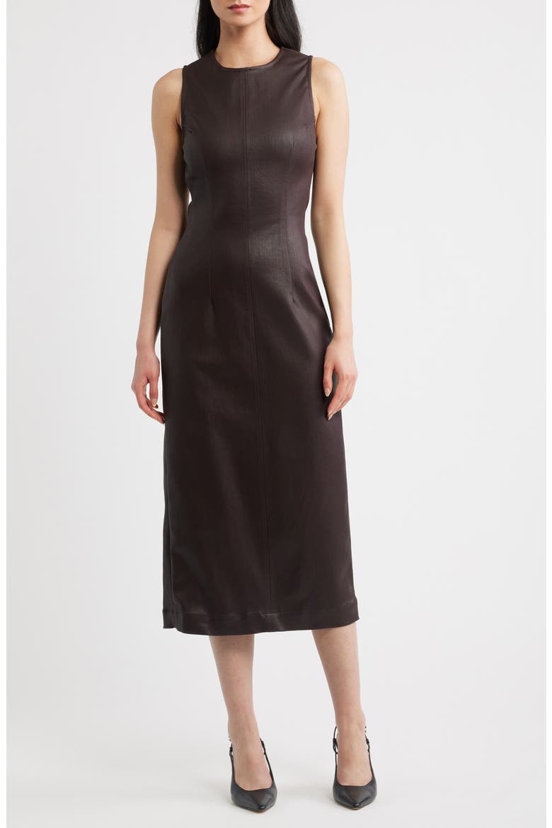 Esme Coated Midi Dress, Main, color, BRAMBLE COATED