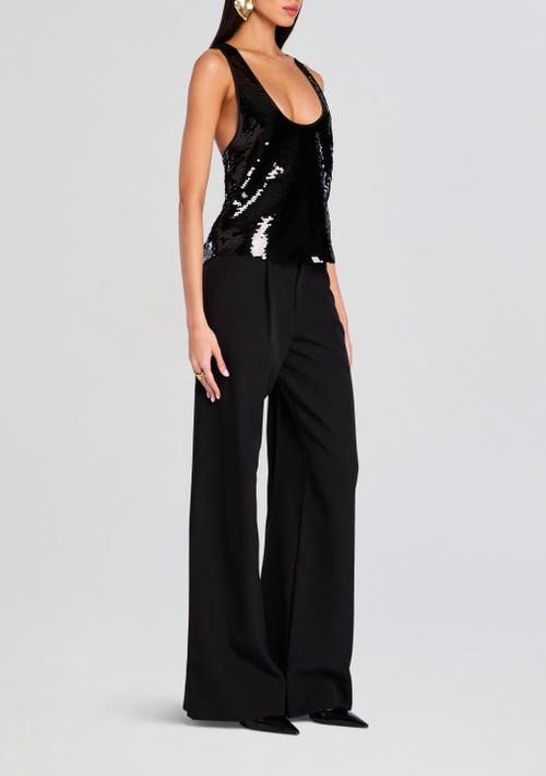 Retroféte Sequin Embellished Racerback Sleeveless Top In Black