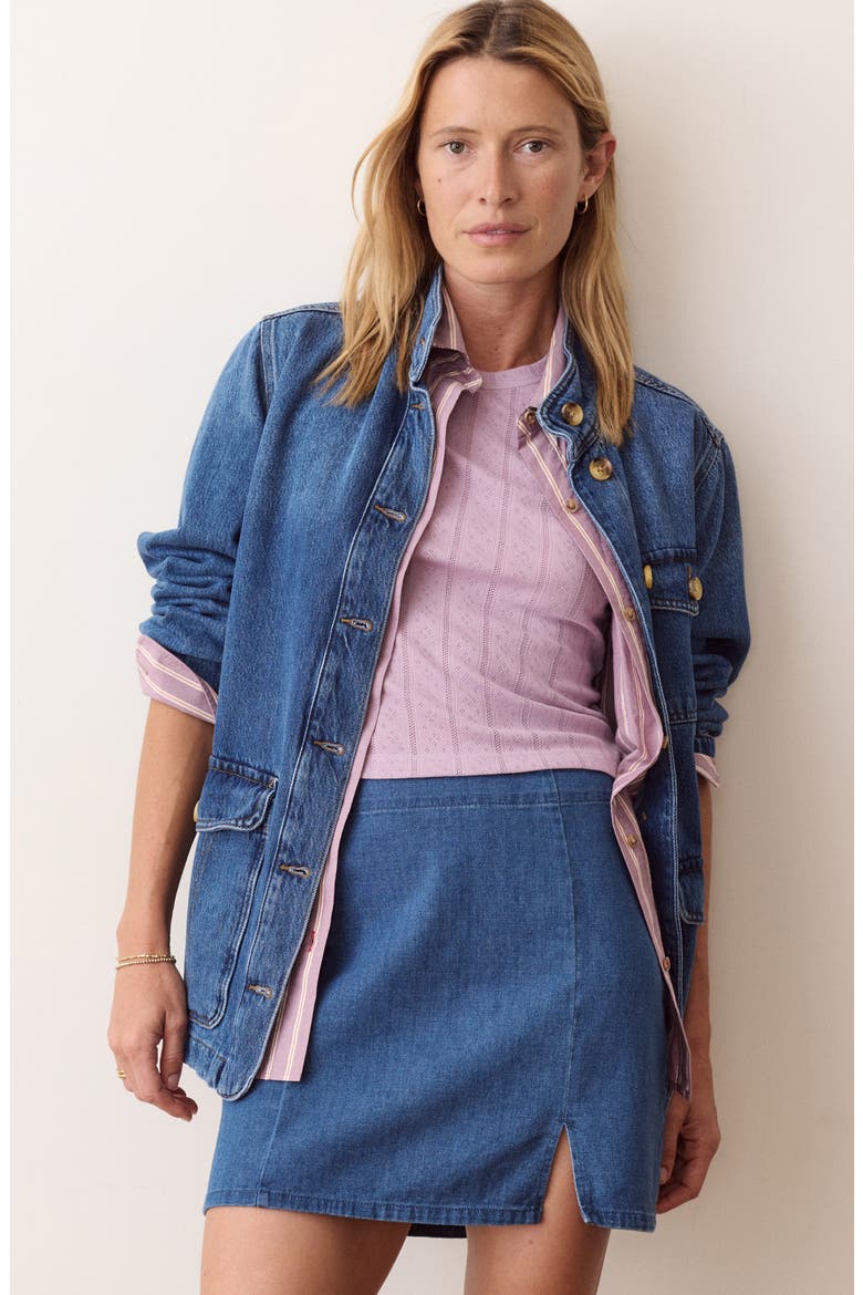 Jamie Cotton Denim Miniskirt, Alternate, color, MEDIUM WASH