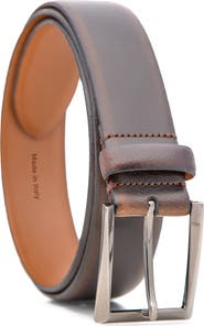 MADE IN ITALY Soft Pebble Grain Leather Belt