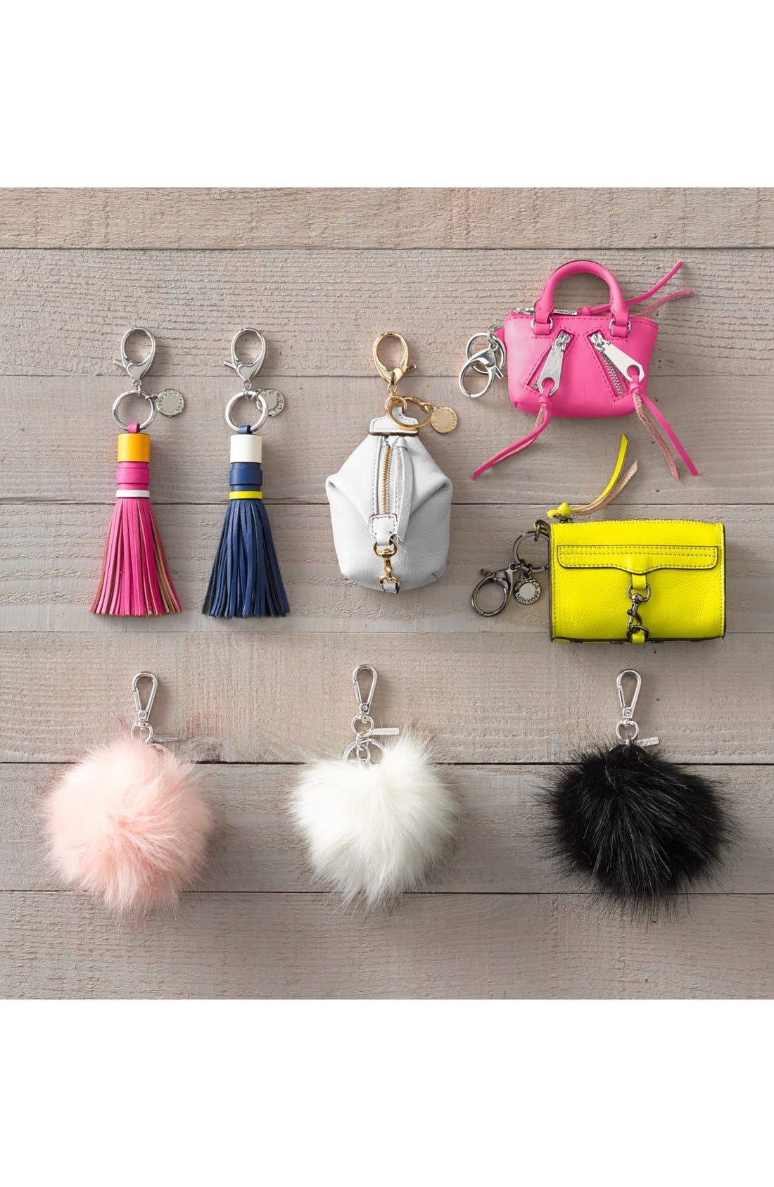 Faux Fur Pom Bag Charm, Alternate, color, BLACK