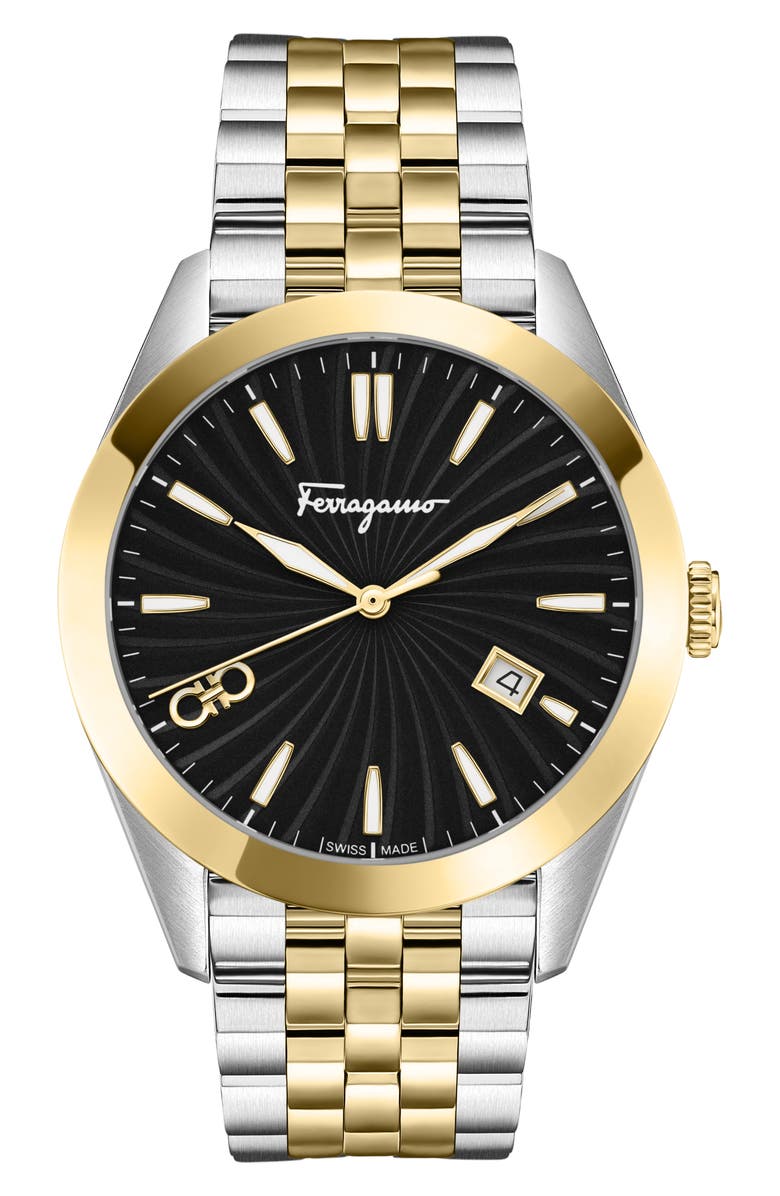 FERRAGAMO Classic Two-Tone Bracelet Watch, 36mm, Main, color, Tt Ipyg/Ss