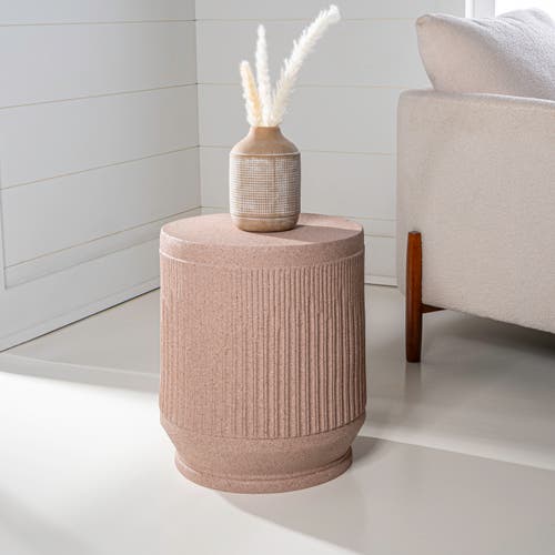 Jonathan Y Kline 17.5" Mid-century Modern Brutalist Indoor/outdoor Accent Table In Pink Terrazzo