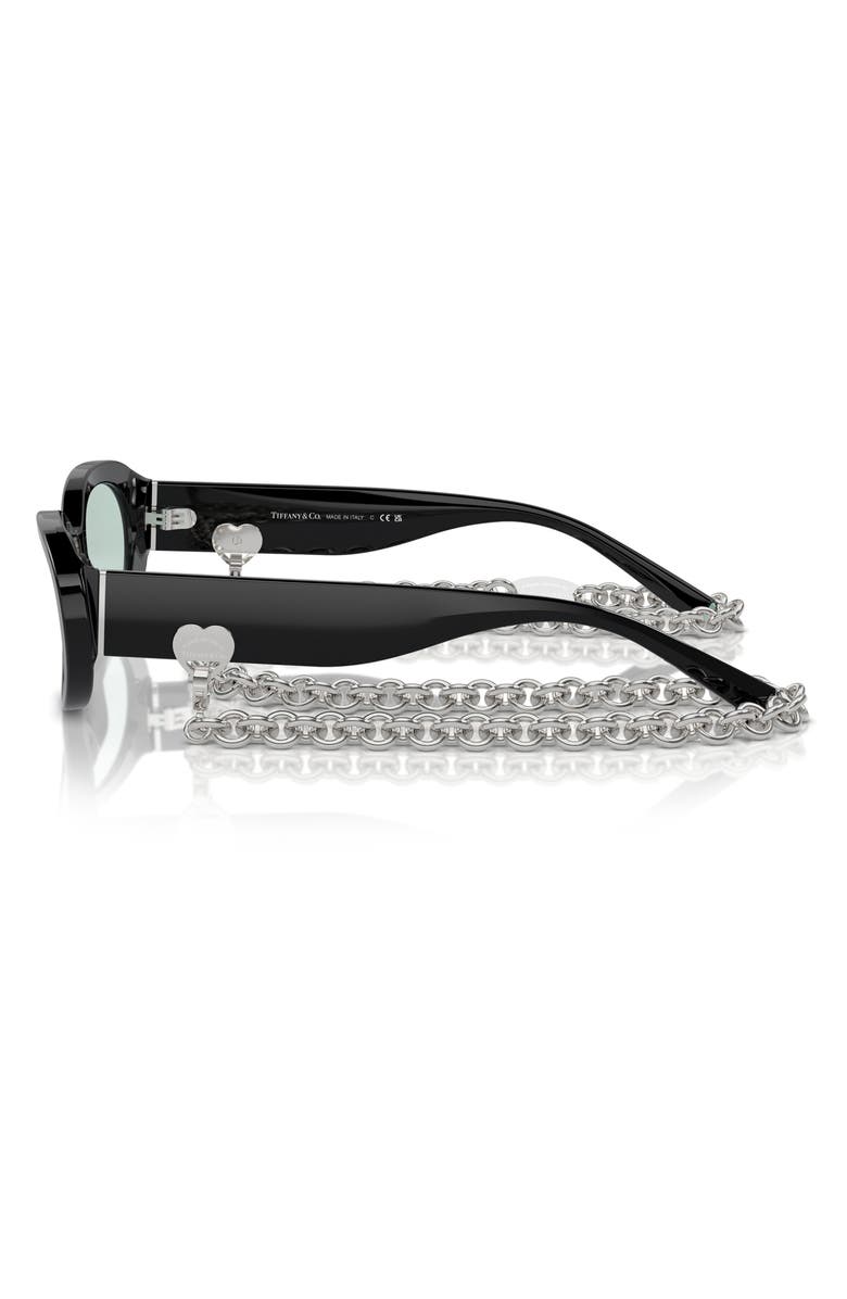 Tiffany & Co. 54mm Oval Sunglasses with Chain, Alternate, color, Black