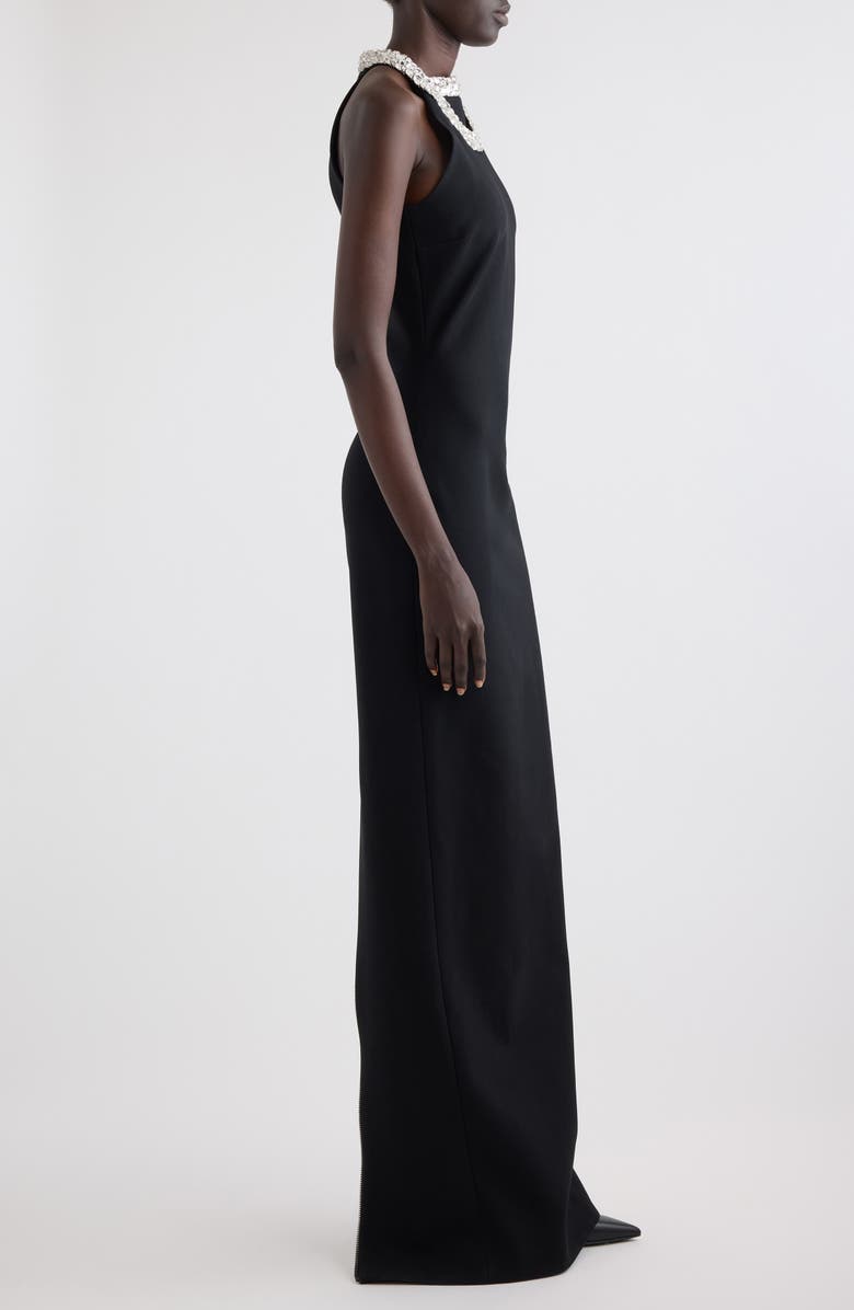 Balmain Double Crystal Collar Halter Neck Gown, Alternate, color, 