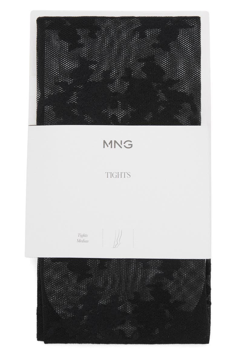 Floral Jacquard Tights, Main, color, BLACK