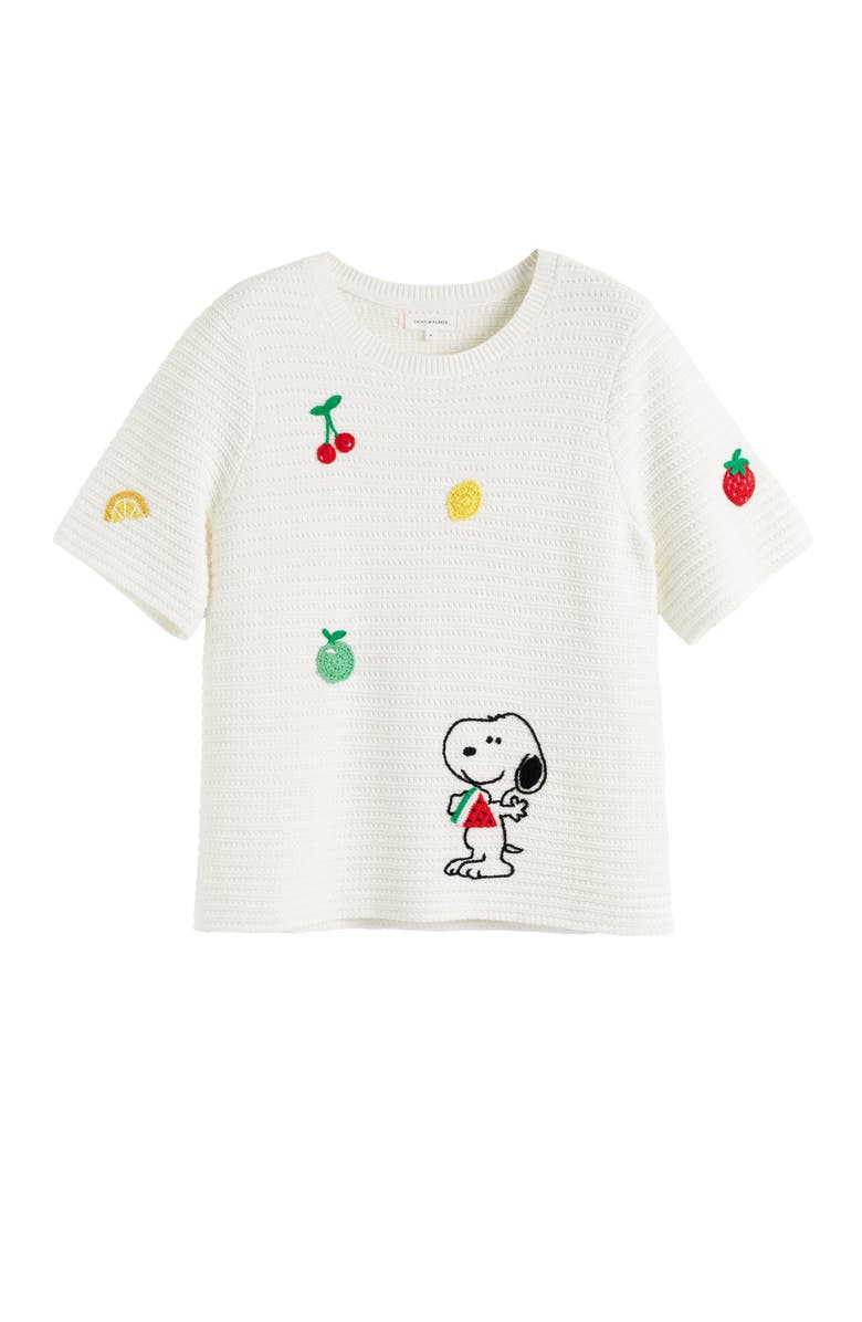 Chinti & Parker Cotton Snoopy Crochet Tee, Alternate, color, Cream
