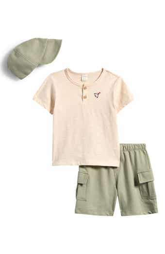 PL Baby by Petit Lem Rocket Henley, Shorts & Hat Set