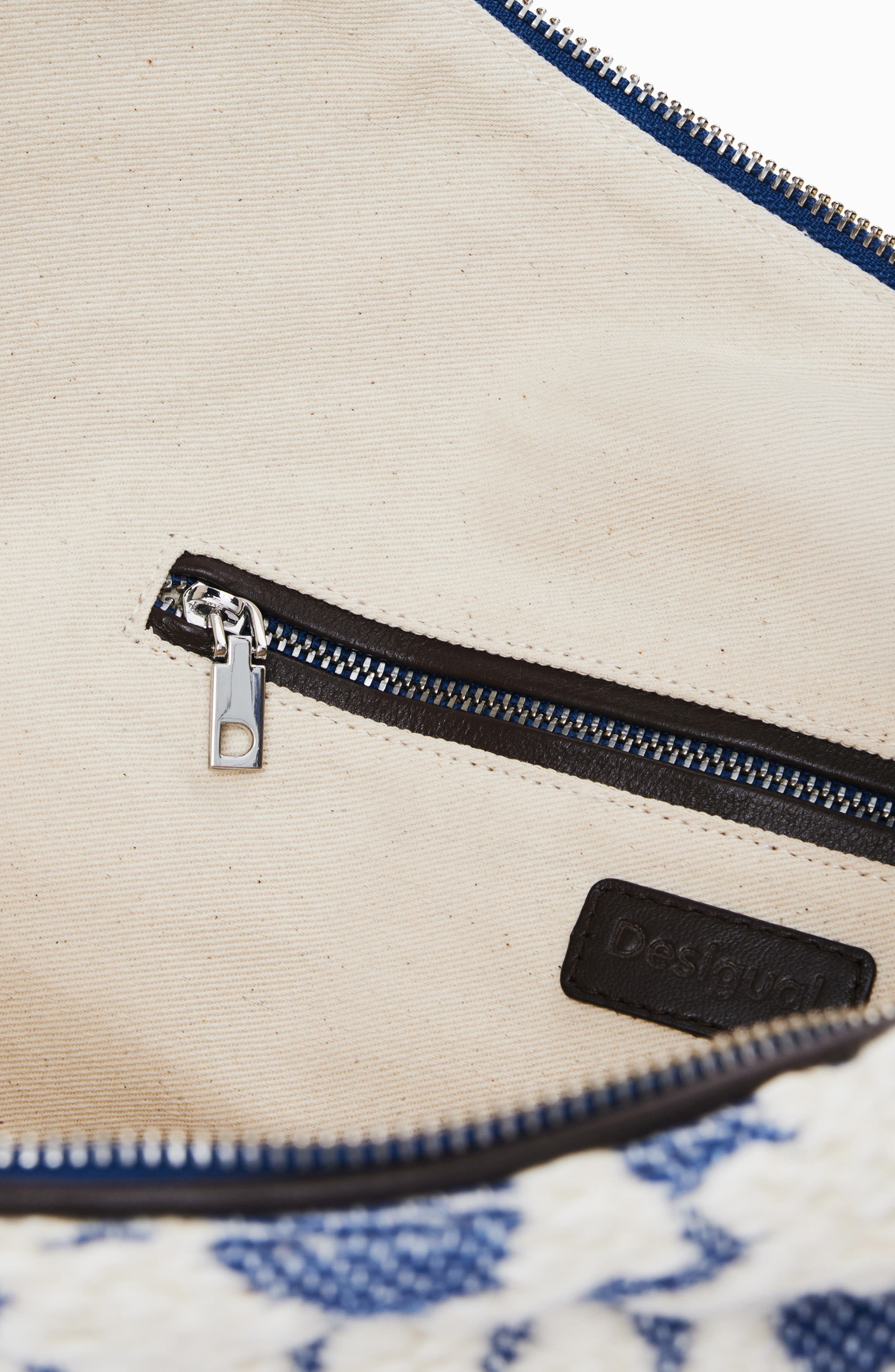 Desigual Floral Embroidered Shoulder Bag, Alternate, color, Royal Blue