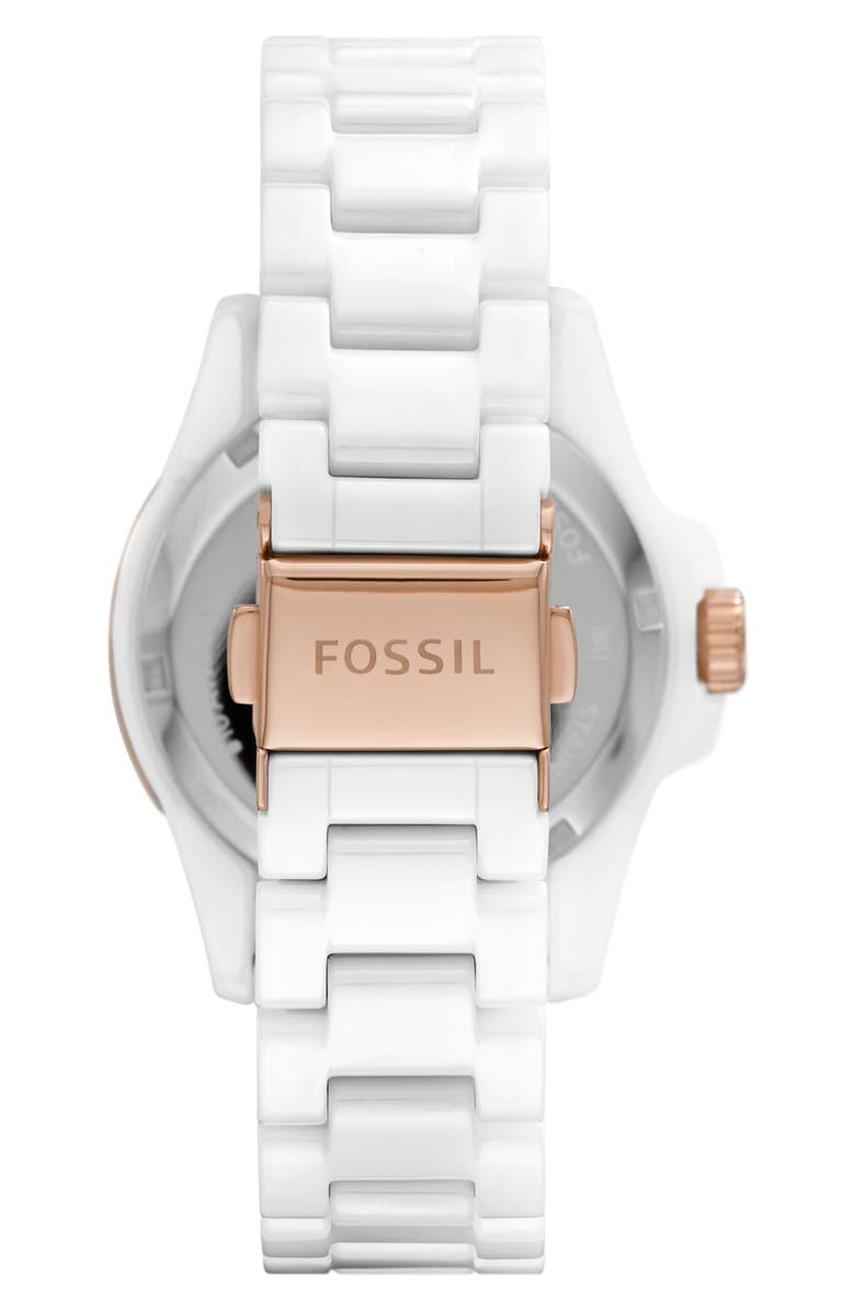 Fossil FB-01 Crystal Ceramic Bracelet Watch, 35mm, Alternate, color, 