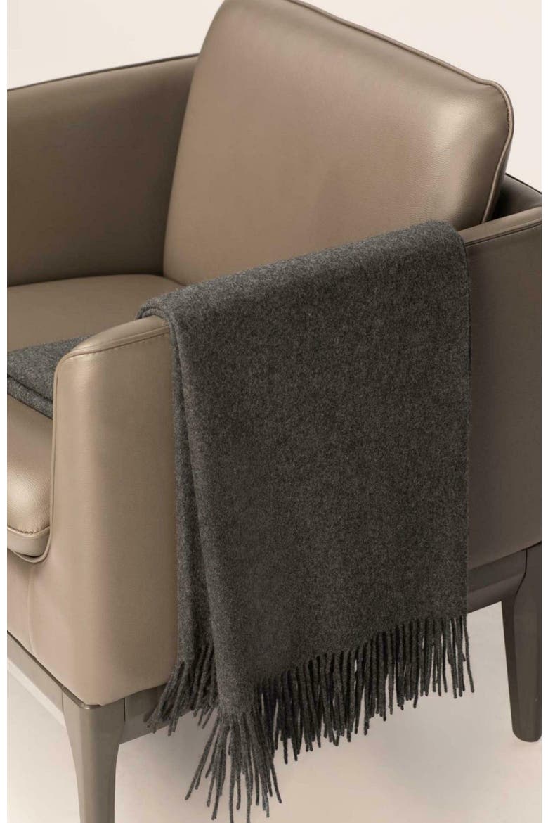 Large Blanket With Fringe, Alternate, color, charcoal
