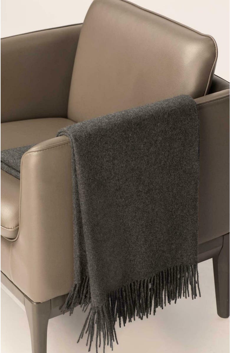GOBI Mongolian Cashmere Large Blanket With Fringe, Alternate, color, Charcoal