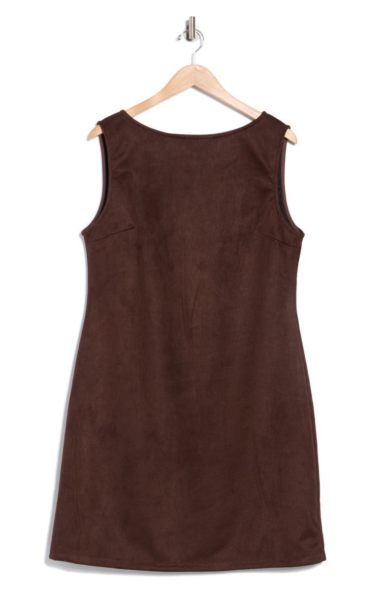 Renee C Faux Suede Shift Dress, Main, color, Chocolate