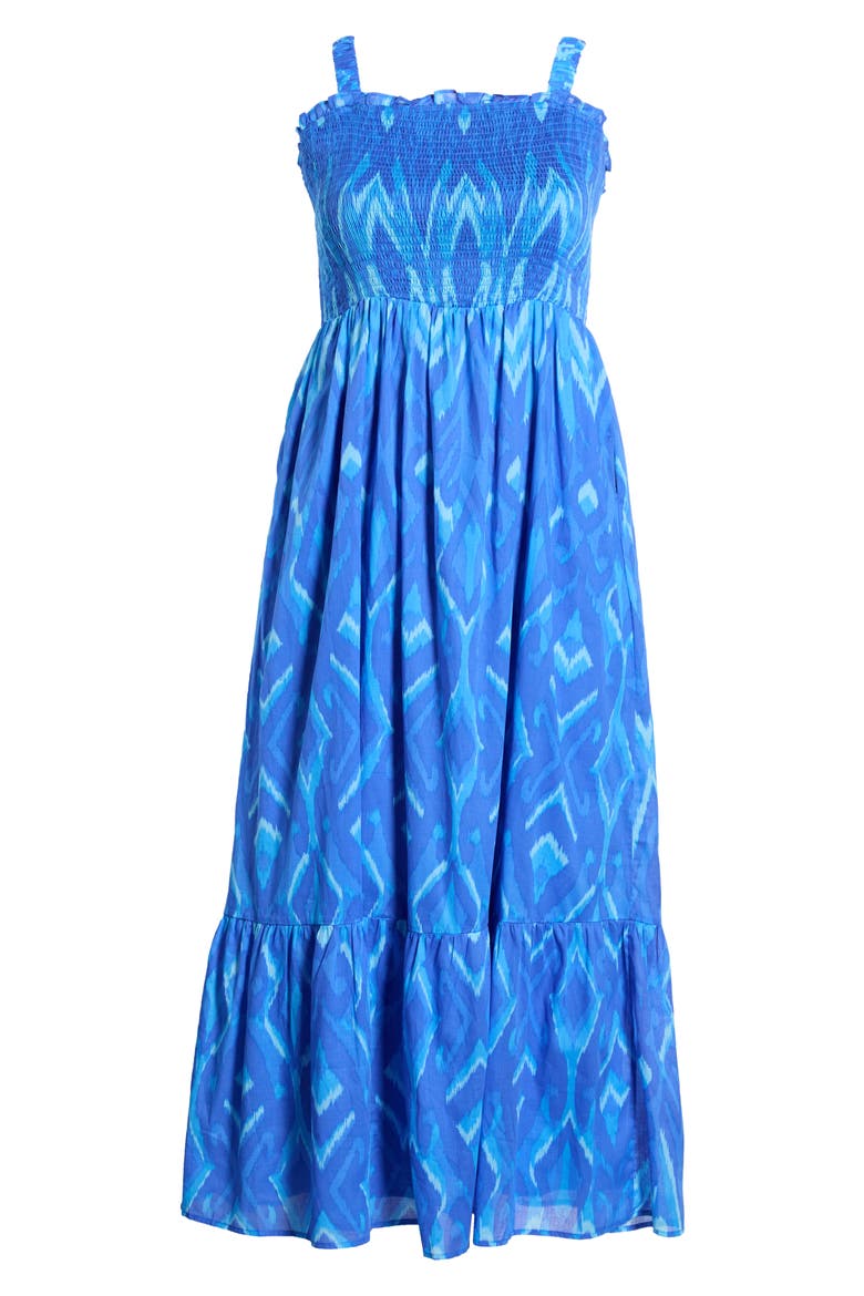 Carys Delcy Smocked Cotton Maxi Sundress, Alternate, color, BLUES-MULTI