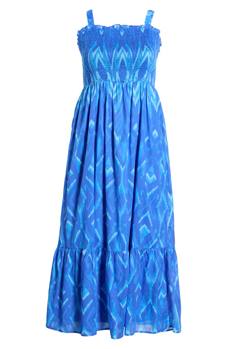 SUGARLIPS Carys Delcy Smocked Cotton Maxi Sundress, Alternate, color, Blues-Multi