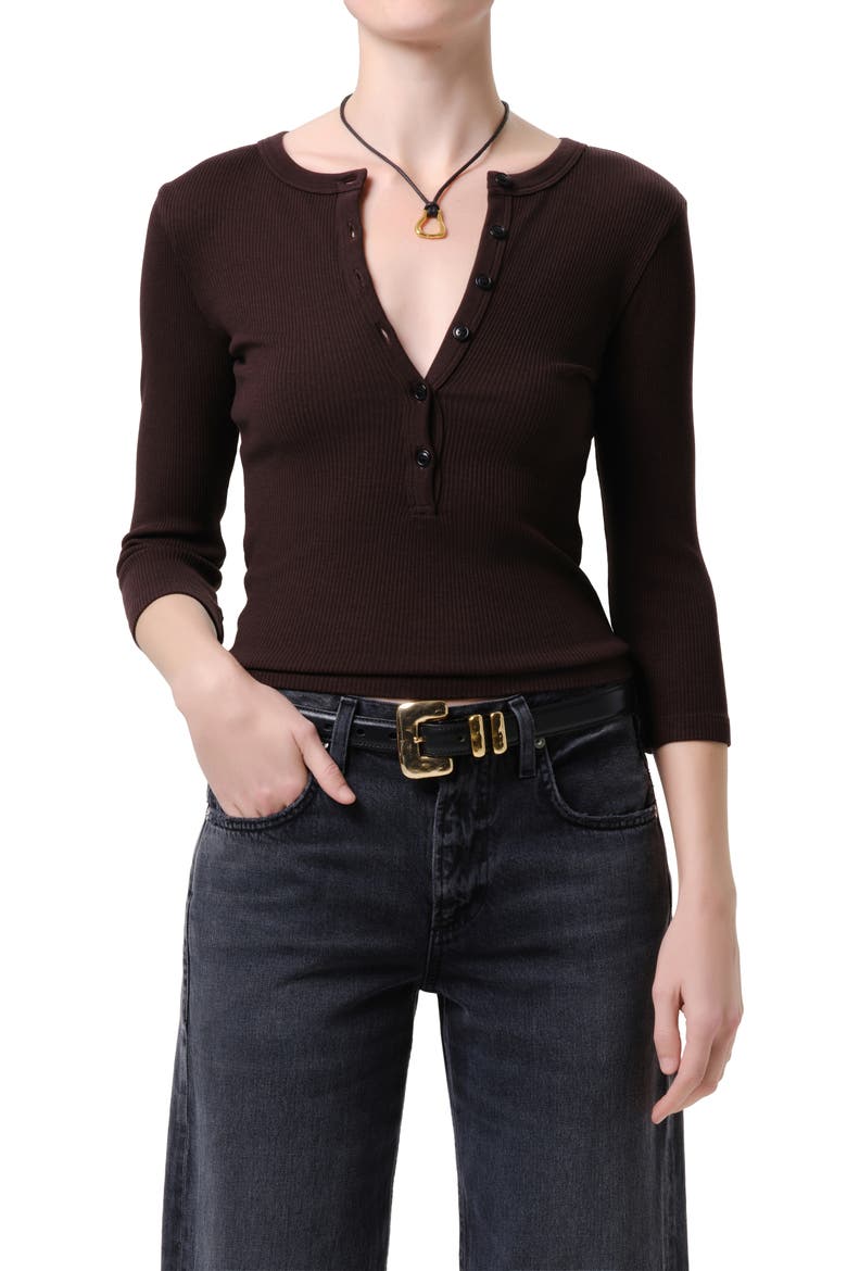 Boy Rib Henley, Main, color, CHOCOLATE MD DK BROWN