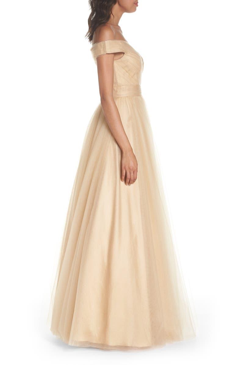 Ieena for Mac Duggal Mac Duggal Off the Shoulder Tulle Ballgown, Alternate, color,
