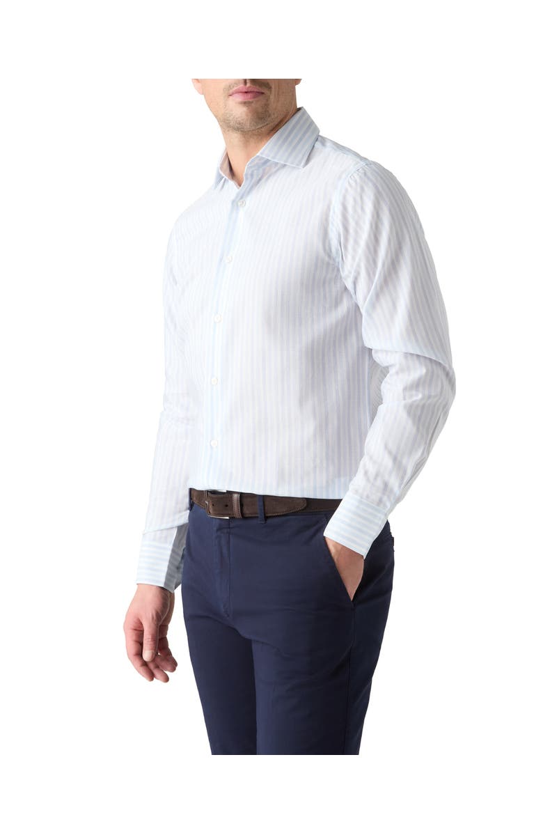 Robert Talbott Reynolds Blue Multi Thin Stripe Cotton Linen Blend Shirt in Contemporary fit, Main, color, Blue Multi Thin Stripe
