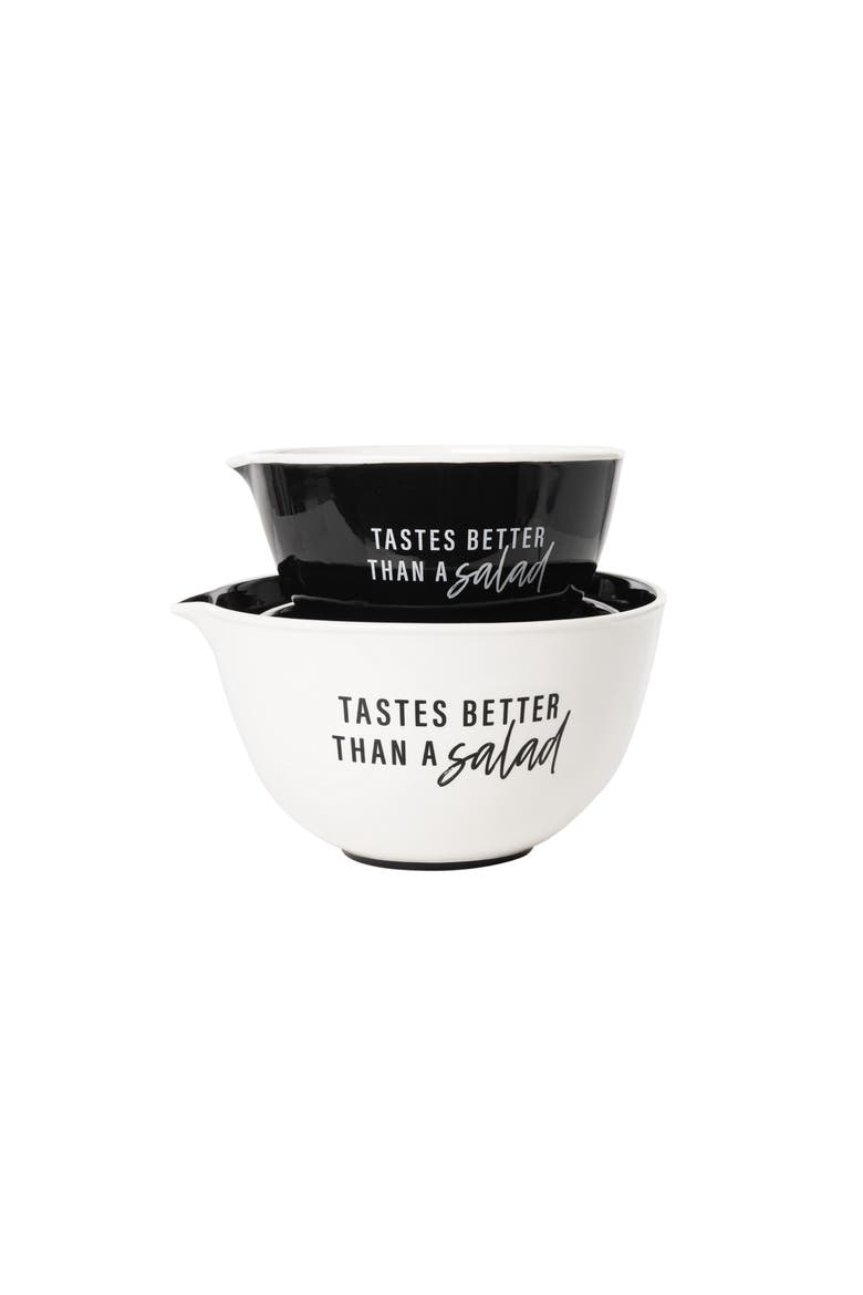 Better Than A Salad Mixing Bowl Set of 2 Ceramic White 112 oz, Main, color, White