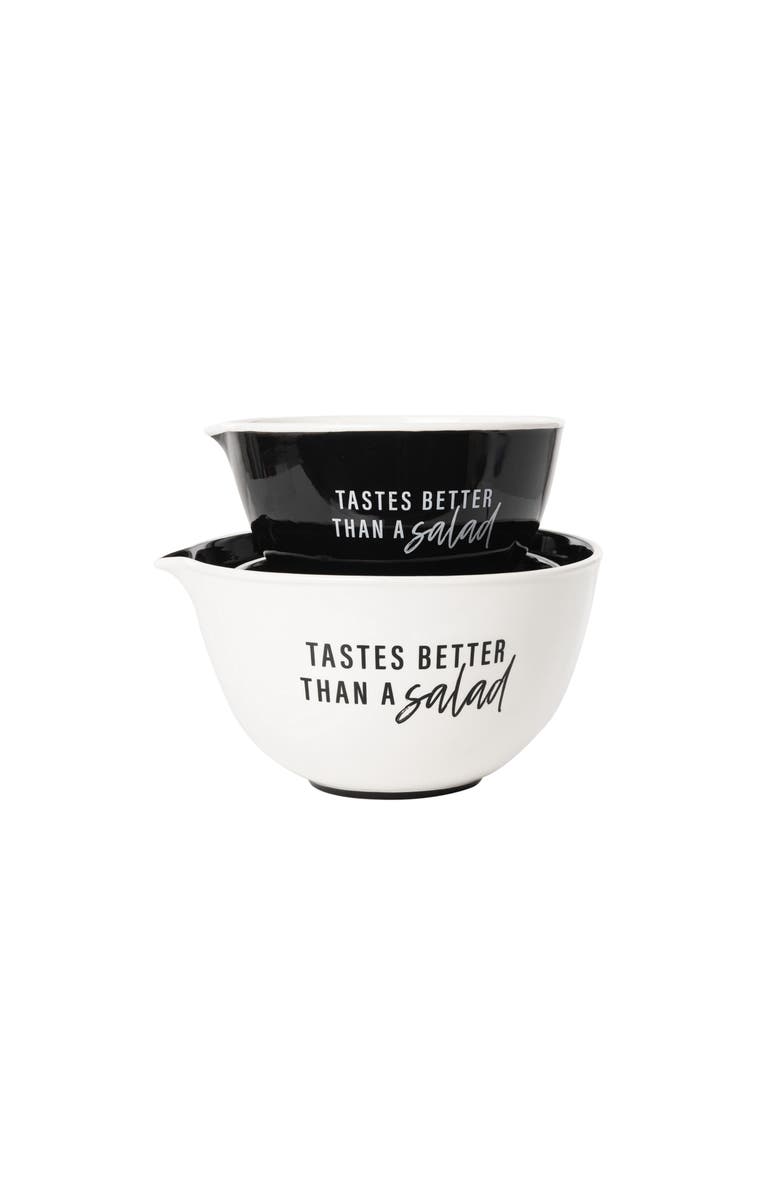 Totalee Gift Better Than A Salad Mixing Bowl Set of 2 Ceramic White 112 oz, Main, color, White