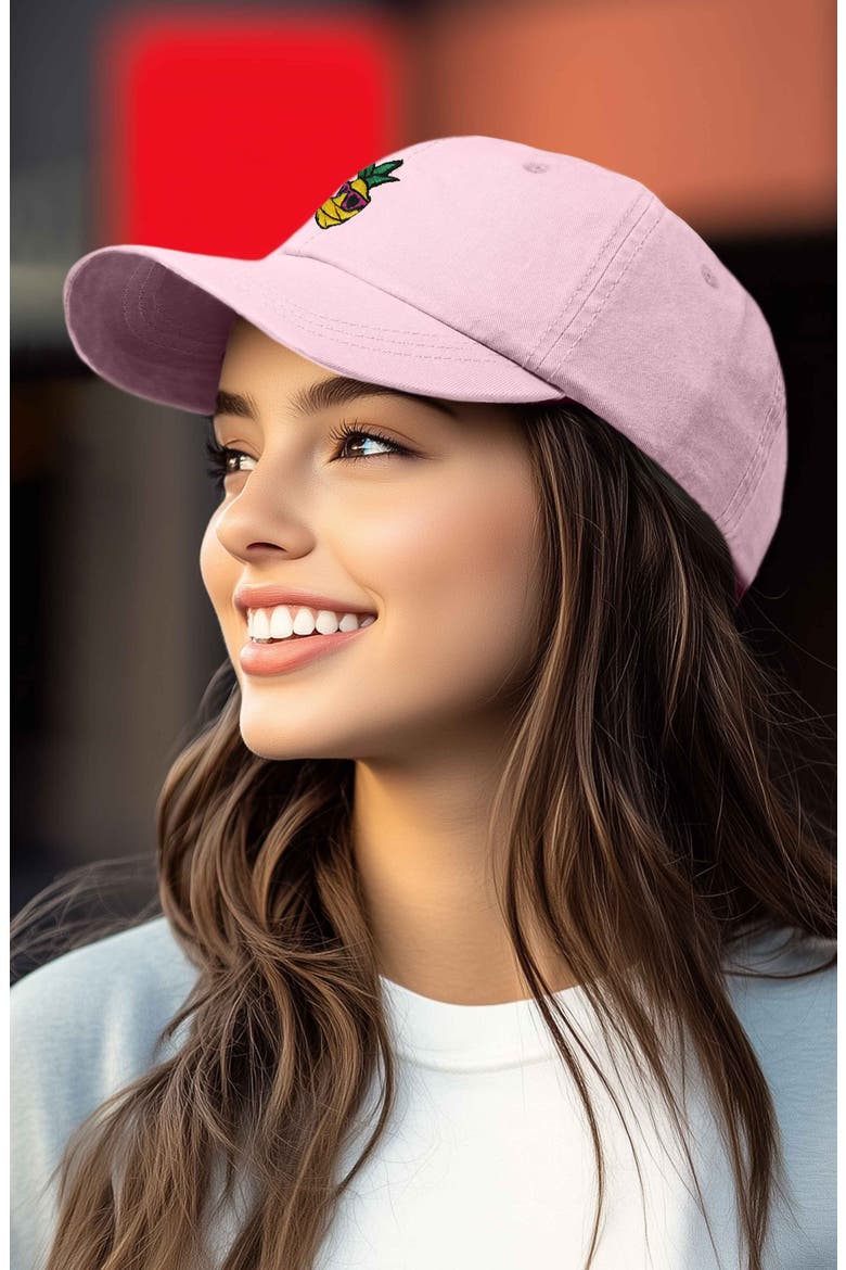Pineapple Embroidered Dad Hat, Alternate, color, Washed Pink