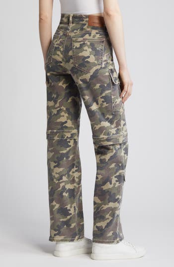 Camo Print Straight Leg Cargo Pants
