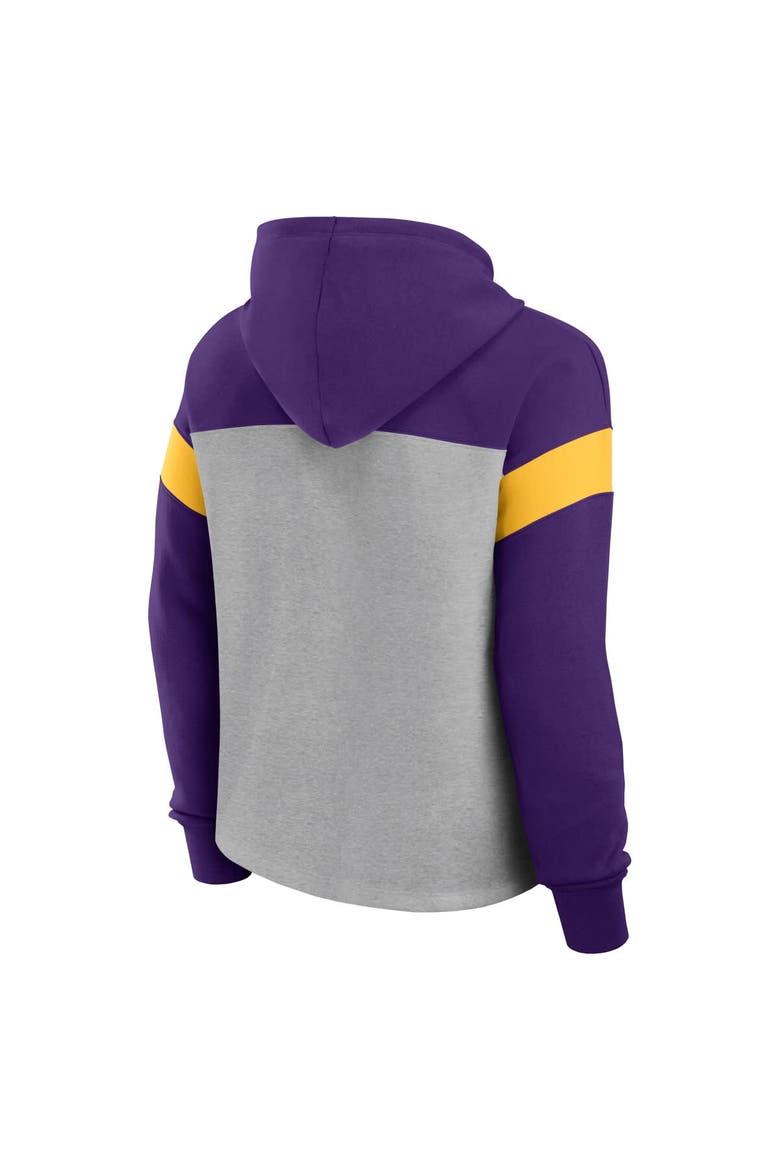 Women's Fanatics Heather Gray/Purple Minnesota Vikings Bold Play Call Pullover Hoodie, Alternate, color, Heather Gray